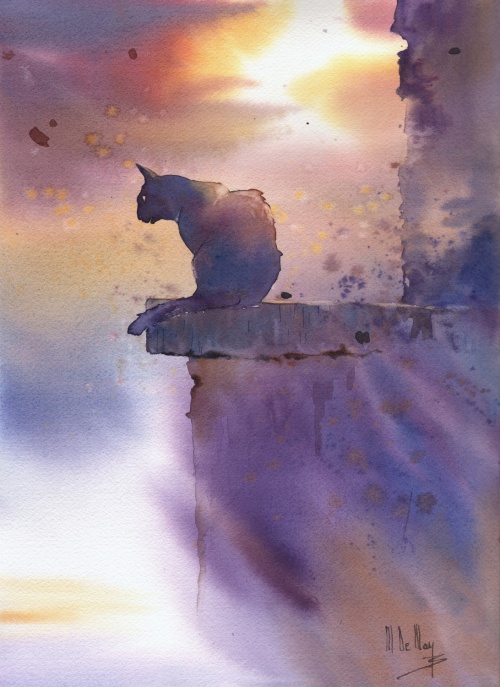 Chat - Reverie d'un chat (37x27cm)